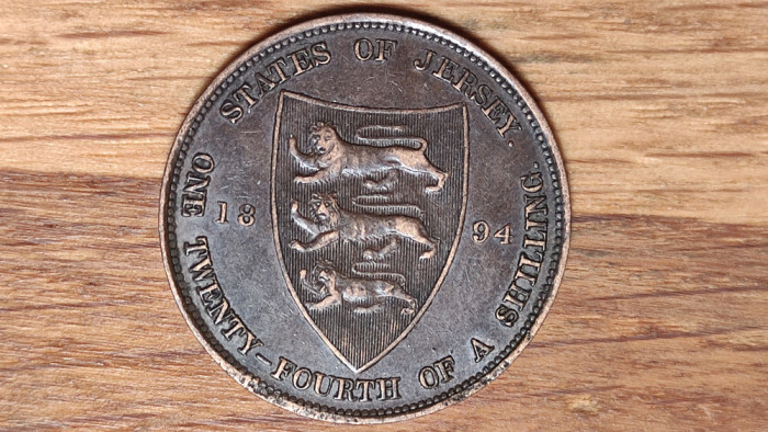 Jersey - moneda de colectie foarte rara - 1 / 24 shilling 1894 - Victoria -bronz