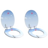 Cumpara ieftin Capacul de toaleta 2 pcs albastru 44 x 38 cm Lemn prelucrat