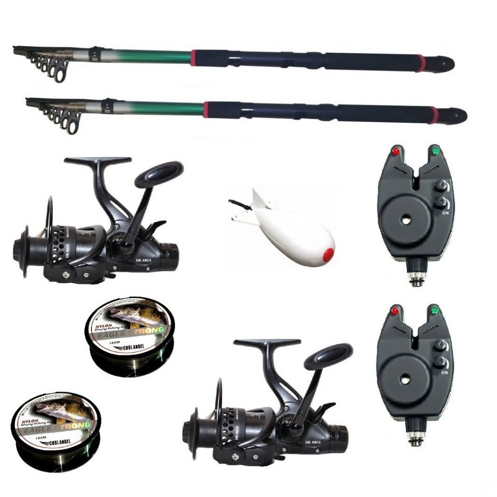 Set pescuit sportiv cu doua lansete 3,6m EastShark, doua mulinete ...