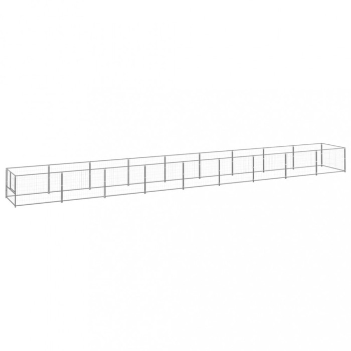 vidaXL Padoc pentru c&acirc;ini, argintiu, 9 m&sup2;, oțel