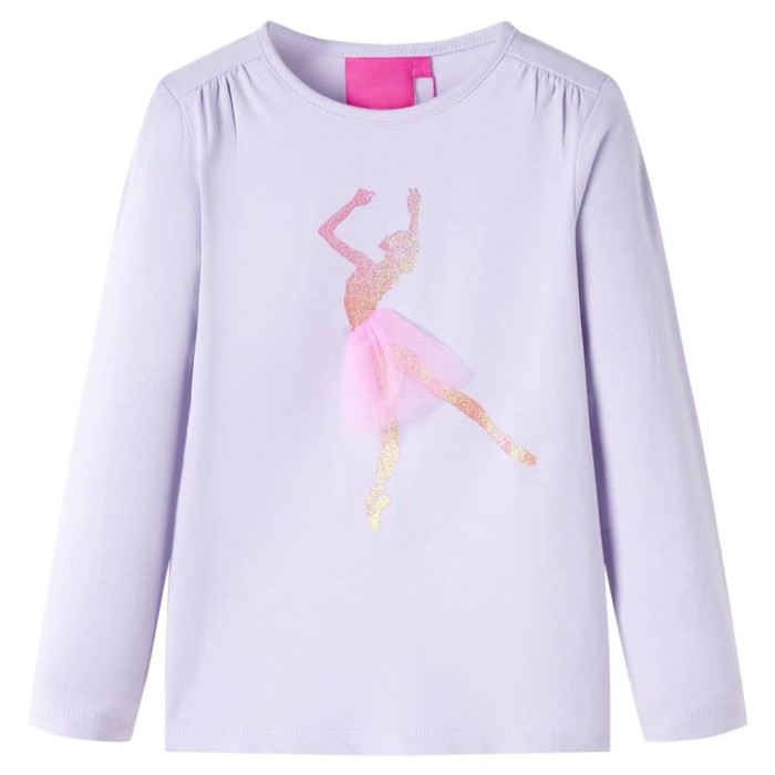 Tricou de copii cu m&acirc;neci lungi, liliac deschis, 104 13995