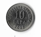 Moneda 10 para 2002 - Muntenegru, PROOF, Restrike, Tiraj: 1980, Europa, Cupru-Nichel