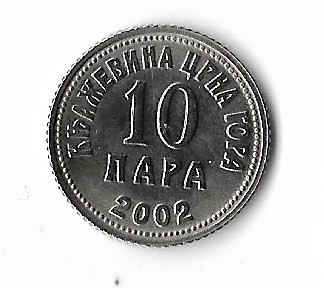 Moneda 10 para 2002 - Muntenegru, PROOF, Restrike, Tiraj: 1980