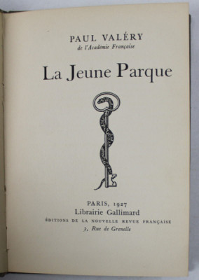 LA JEUNE PARQUE par PAUL VALERY , 1927, EXEMPLAR 3229 DIN 3355 * foto