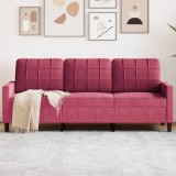 Canapea 3 locuri Gossi, 180 cm, catifea roșu vin, living modern