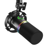 Microfon profesional dinamic Maono PD200X cu lumini RGB programabile, cardioid, pentru Gaming, Podcast, Streaming, XLR USB