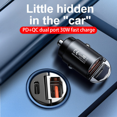 Adaptor incarcator auto bricheta cu 2 porturi USB Quick Charge USB-C 30W foto