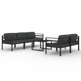 Set mobilier de gradina cu perne, 6 piese, antracit, aluminiu
