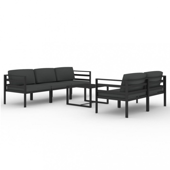 Set mobilier de gradina cu perne, 6 piese, antracit, aluminiu