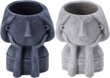 Cumpara ieftin Set 2 ghivece flori gri Face 14 x 12 x 19 cm