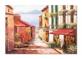 Cumpara ieftin Tablou pictat manual, Peisaj citadin lacul Como, Tihna, 100x70cm ulei pe panza, Valentin Pop