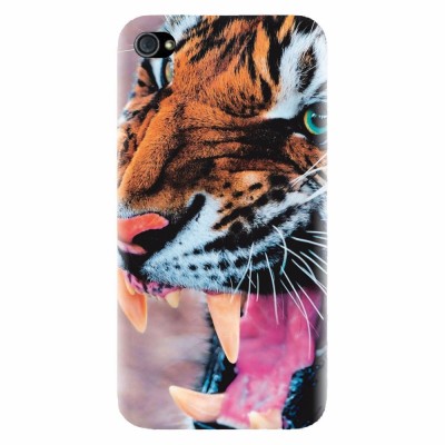 Husa silicon pentru Apple Iphone 4 / 4S, Angry Tiger Teeth Fresh foto