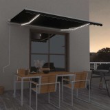 vidaXL Copertină automată cu senzor v&acirc;nt &amp; LED, antracit, 450x300 cm