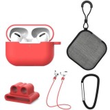 Set extins 5 in 1 pentru protectia castilor Apple Airpods Pro, culoarea rosu