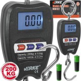 C&acirc;ntar suspendat cu c&acirc;rlig VERKE 200 kg, afișaj LCD iluminat, precizie 100 g, pentru c&acirc;ntărire rapidă și sigură