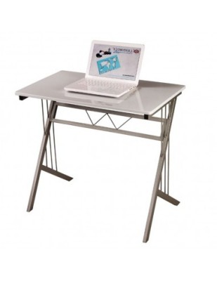 Birou SL B120, cadru metalic, blat MDF, robust, 80x51x72 cm, alb foto