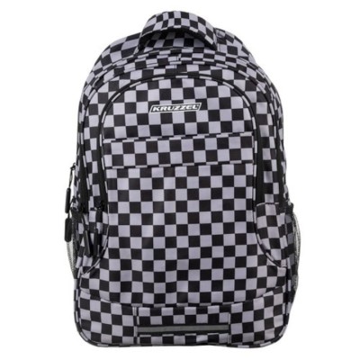 Ghiozdan rucsac cu model in carouri, 22l, negru, cu sac pentru incaltaminte foto