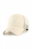 47brand șapcă MLB New York Yankees culoarea bej, cu imprimeu B-BRANS17CTP-NT