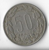 Moneda 50 francs 1961 - Congo, Gabon, Ciad, Africa, Cupru-Nichel