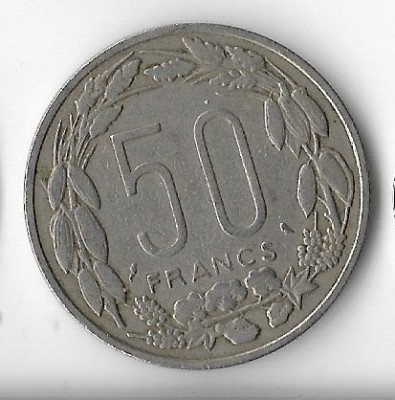 Moneda 50 francs 1961 - Congo, Gabon, Ciad foto