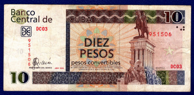 (3) BANCNOTA CUBA - 10 PESOS CONVERTIBLES 2006, MONUMENTUL LUI MAXIMO GOMEZ foto