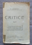 E. Lovinescu - Critice (vol. II, princeps) (1910)