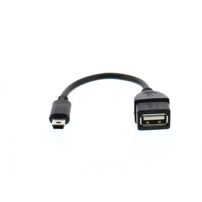 Cablu adaptor Well, OTG USB mama, mini USB tata, 15 cm, Negru foto