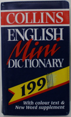 COLLINS ENGLISH MINI DICTIONARY , WITH COLOUR TEXT , 1992 foto