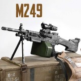 Cumpara ieftin SUPER PUSCA SNIPER M249,CAMUFLAJ,1 METRU LUNGIME,LUNETA REALA,OCHELARI,CALIBRU 6MM+500BILE BONUS!