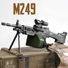 SUPER PUSCA SNIPER M249,CAMUFLAJ,1 METRU LUNGIME,LUNETA REALA,OCHELARI,CALIBRU 6MM+500BILE BONUS!