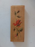 * Penar vechi din lemn, romanesc, cu trandafir, litografie, RSR, 22x8.5 x 3.5 cm