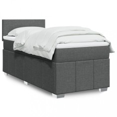 vidaXL Pat box spring cu saltea, gri &icirc;nchis, 80x200 cm, textil 3289189