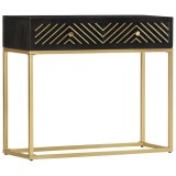 vidaXL Masă consolă, negru și auriu, 90x30x75 cm, lemn masiv de mango 286518