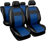 Cumpara ieftin Set Huse Auto Fata Spate Dacia Mcv (2012-2020) piele ecologica, negru si albastru