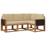 vidaXL Set de canapele de exterior 4 pcs Natural și Bej Poliester 3385164