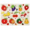 Puzzle incastru din lemn cu butoni - fructe, Lemn, Multicolor, Varsta 2 ani +