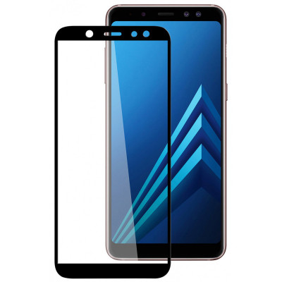 Folie Protectie Ecran Blueline pentru Samsung Galaxy A6+ (2018) A605, Sticla securizata, Full Face, Full Glue, Neagra foto