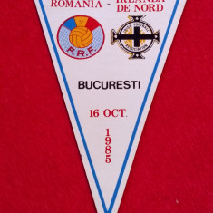 Fanion meci fotbal ROMANIA - IRLANDA DE NORD (16.10.1985)
