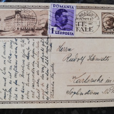 Carte postala circulata Brasov-Karlsrue,1938,francat Carol II, perfecta