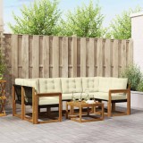 vidaXL Set de canapele de exterior cu pernă 7 pcs Natural și Crem 3368441