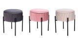 Cumpara ieftin Set 3 tabureti cu spatiu depozitare, catifea multicolora, fier 36 x 44 cm