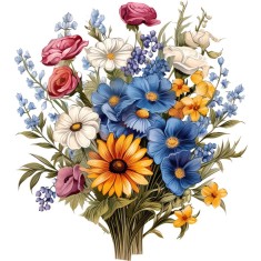 Sticker decorativ, Flori Salbatice, Alb, 67 cm, 1319STK-2
