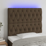 VidaXL Tăblie de pat cu LED, maro &icirc;nchis, 90x7x118/128 cm, textil