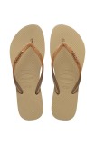 Havaianas slapi SLIM GLITTER II femei, culoarea auriu, cu toc plat, 4146975.9177