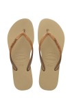 Havaianas slapi SLIM GLITTER II femei, culoarea auriu, cu toc plat, 4146975.9177