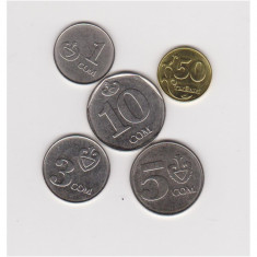 Kirgizstan, lot complet monede in circulatie, UNC