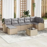 Cumpara ieftin Set de canapele pentru grădină cu pernă 8 pcs Bej Rattan poli