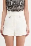 IRO pantaloni scurți din bumbac culoarea alb, uni, high waist, WM30BIRA