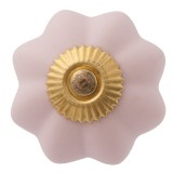 Cumpara ieftin Set 2 butoni mobilier ceramica roz metal auriu &Oslash; 4x3 cm