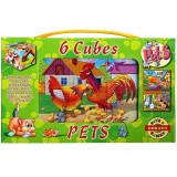 Mini-cuburi cu animalele fermei cu 6 piese